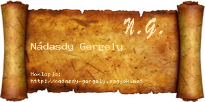Nádasdy Gergely névjegykártya